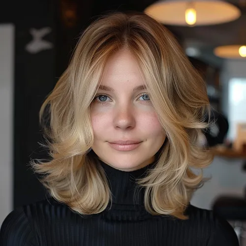 Blonde Short Butterfly Cut
