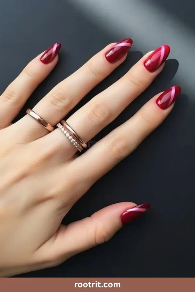 Classic Glossy Dark Red Nails