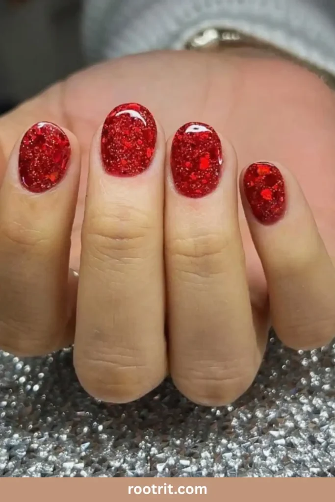 Red Glitter Nails