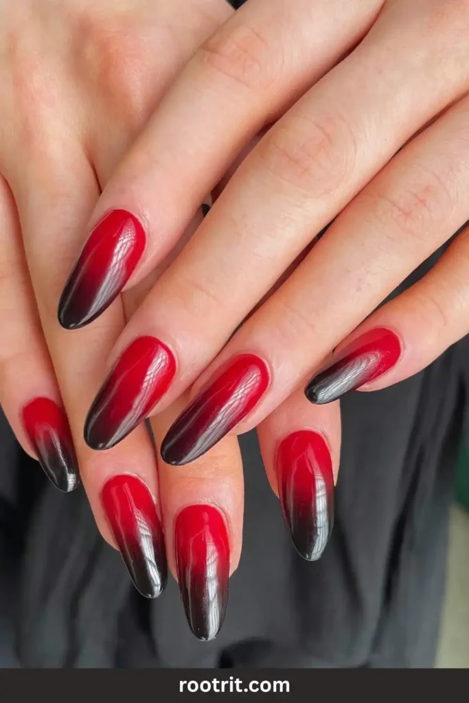 Dark Red Ombré Nails
