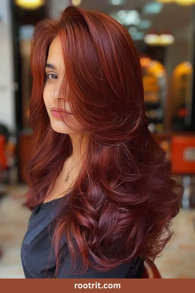 dark auburn hair woman