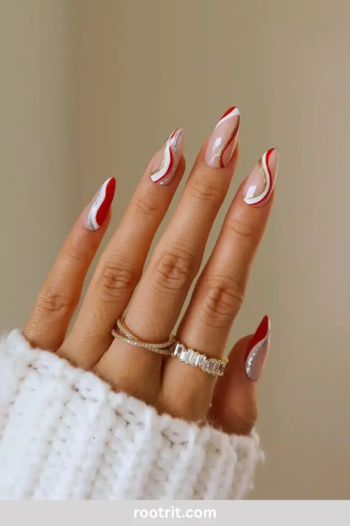 Red Swirl French Tips