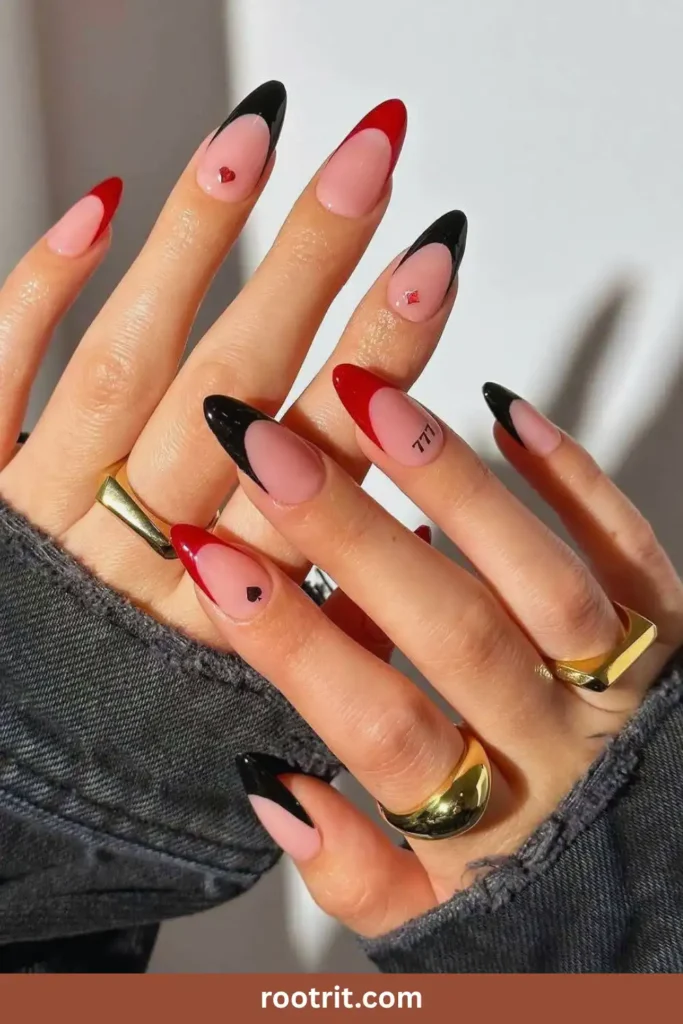 Red and Black French Tips