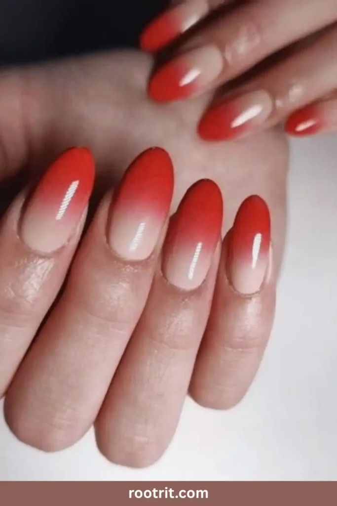 Red and Nude Ombré Nails