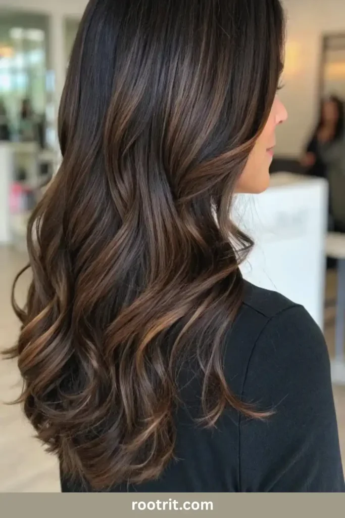 dimensional dark brown highlights portrait