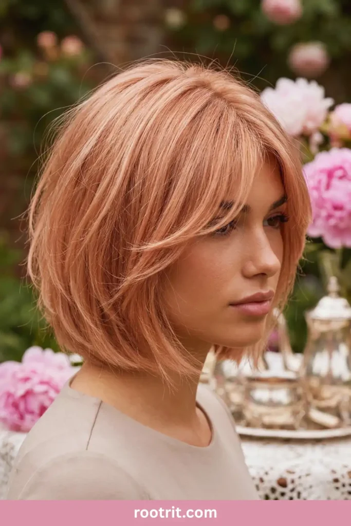 Strawberry Blonde Money Piece Bob
