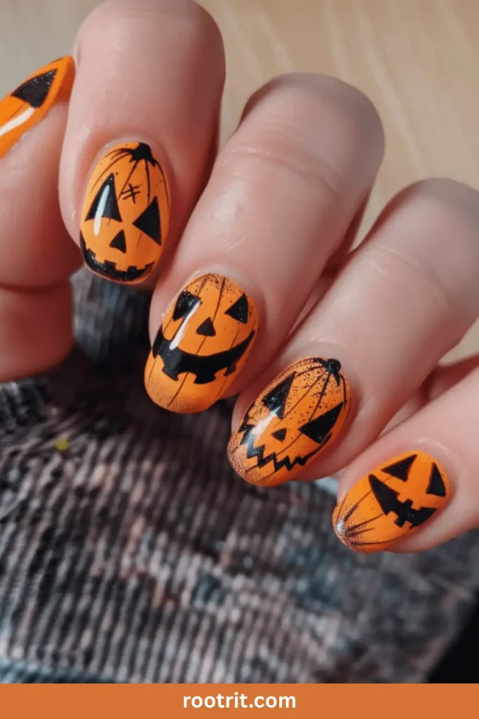 Jack-o'-Lantern Pumpkin Nails