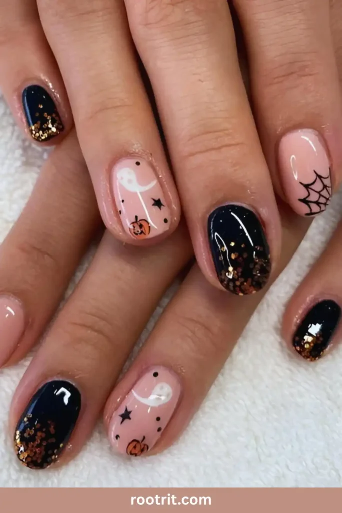 Minimalist Halloween Accent Nails