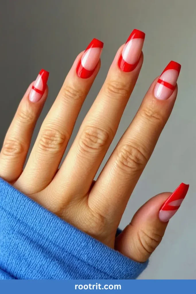 Red Nails with Negative Space