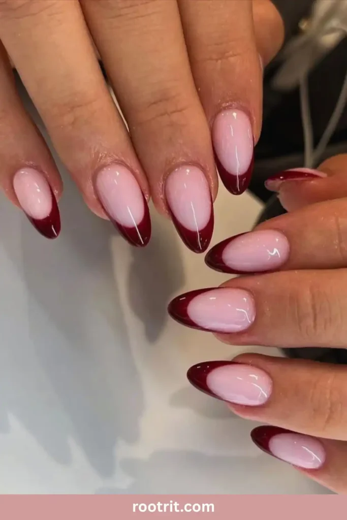 Deep Burgundy French Tips