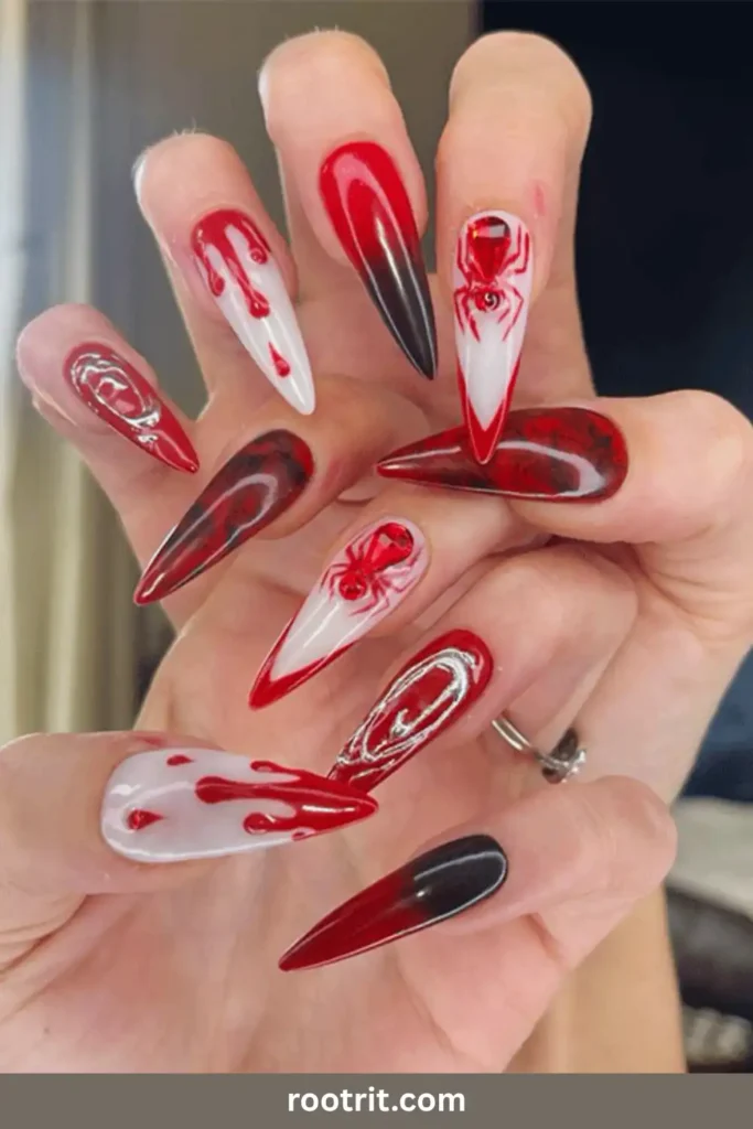  Blood Drip French Tips