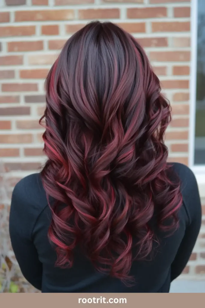 chocolate cherry hair woman