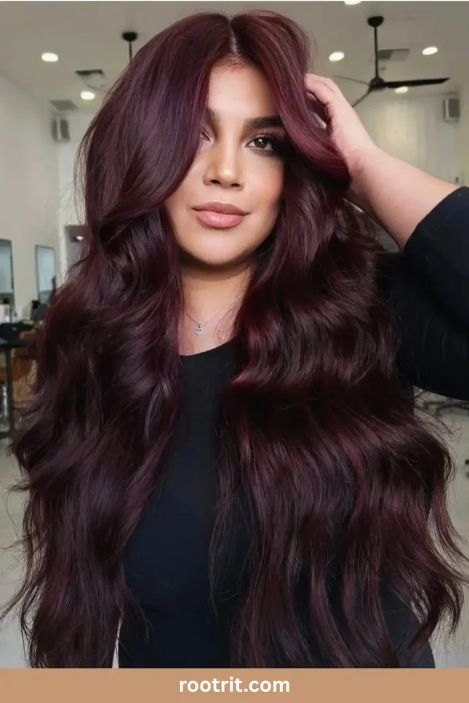 burgundy hair woman