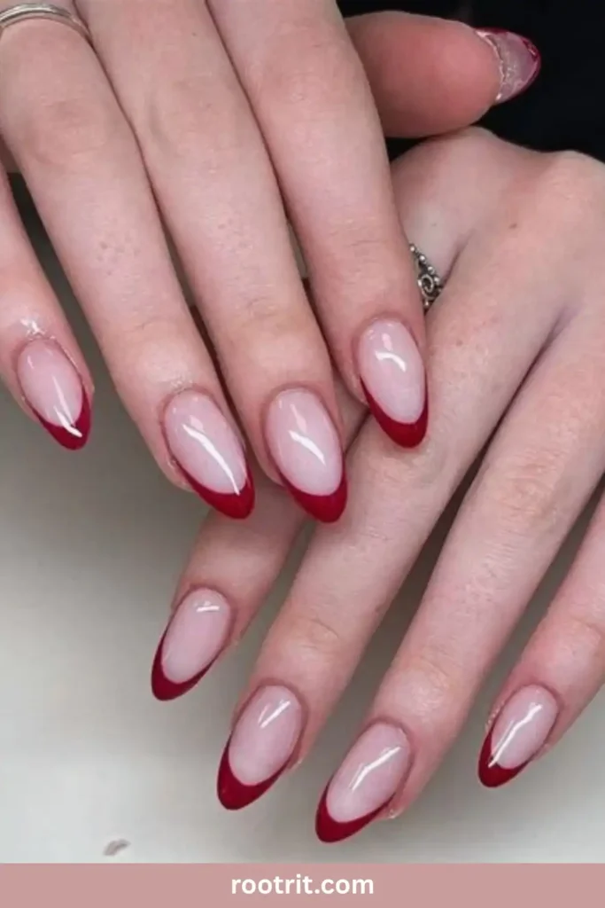  Dark Red French Tips