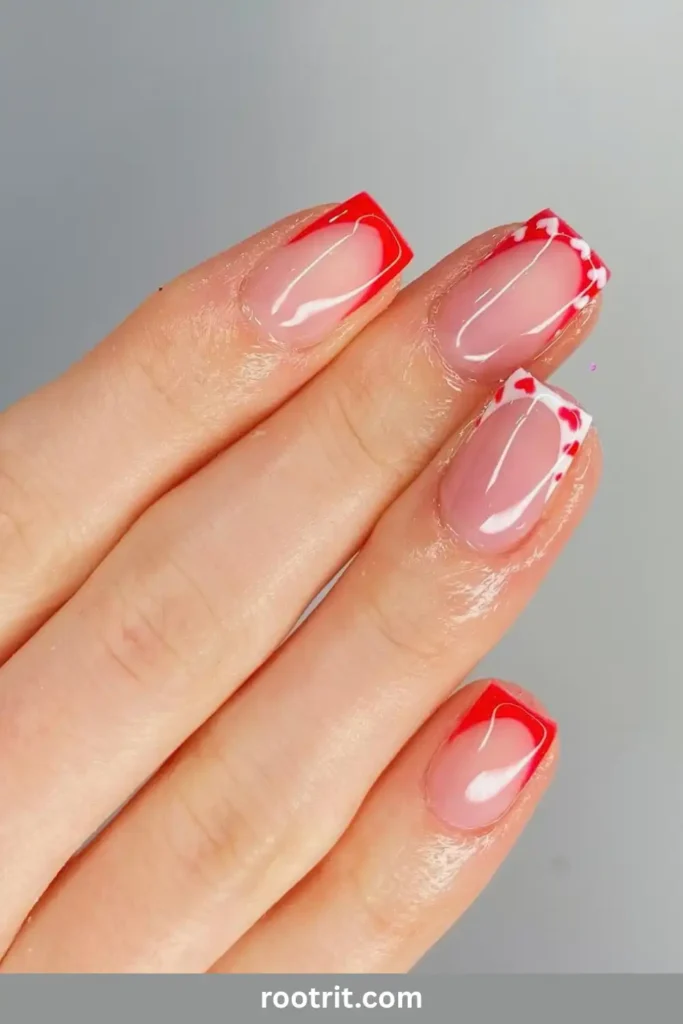 Red and White French Tips