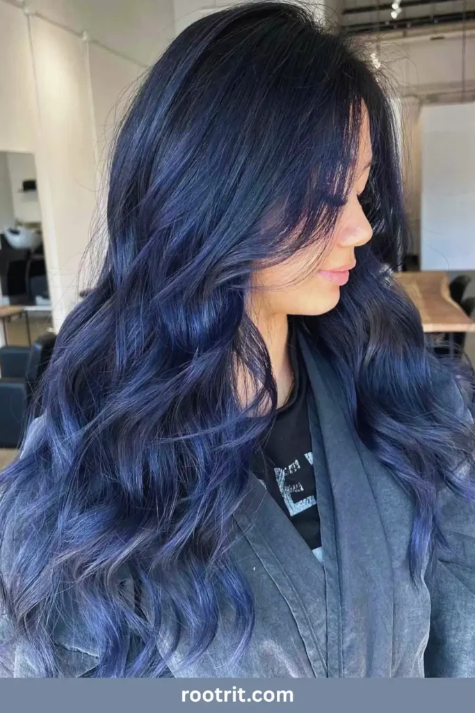 blue black hair woman