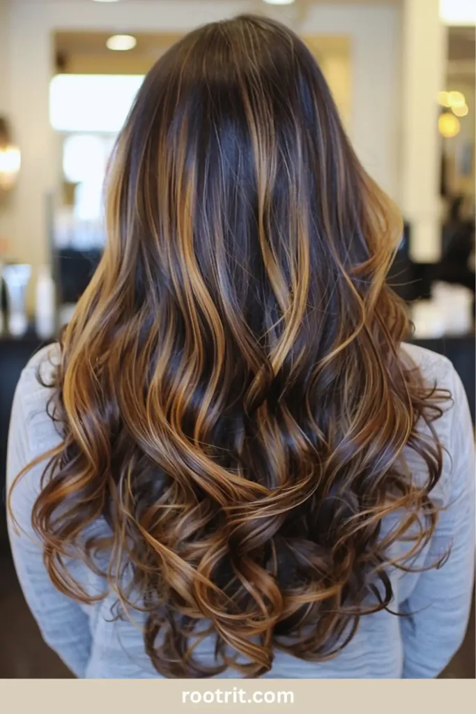 espresso caramel balayage portrait